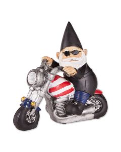 BIKER GNOME SOLAR STATUE